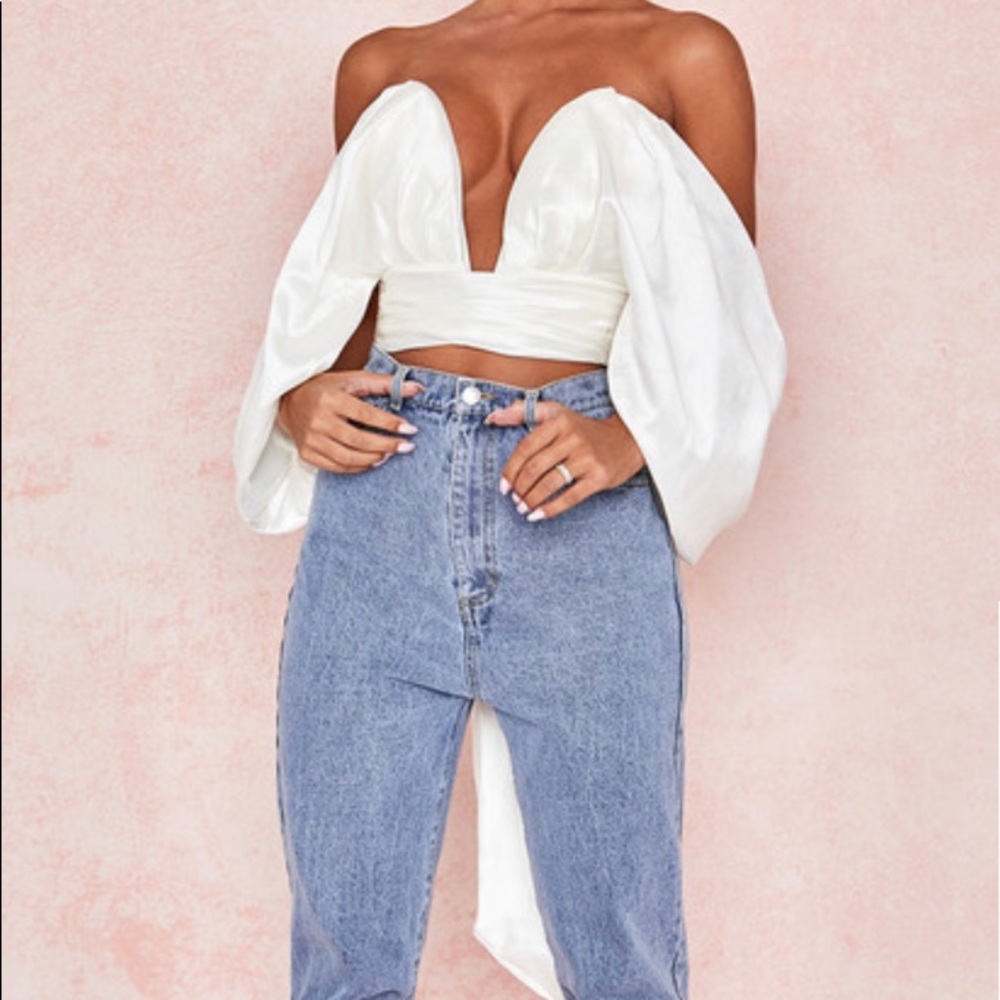 Satin Off Shoulder Bustier Top